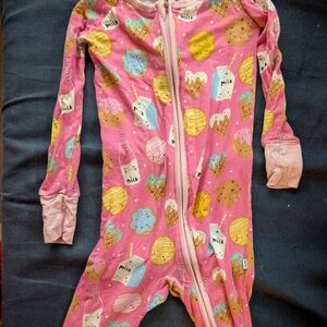 Pink Ice Cream and Milk Print Kids One Piece